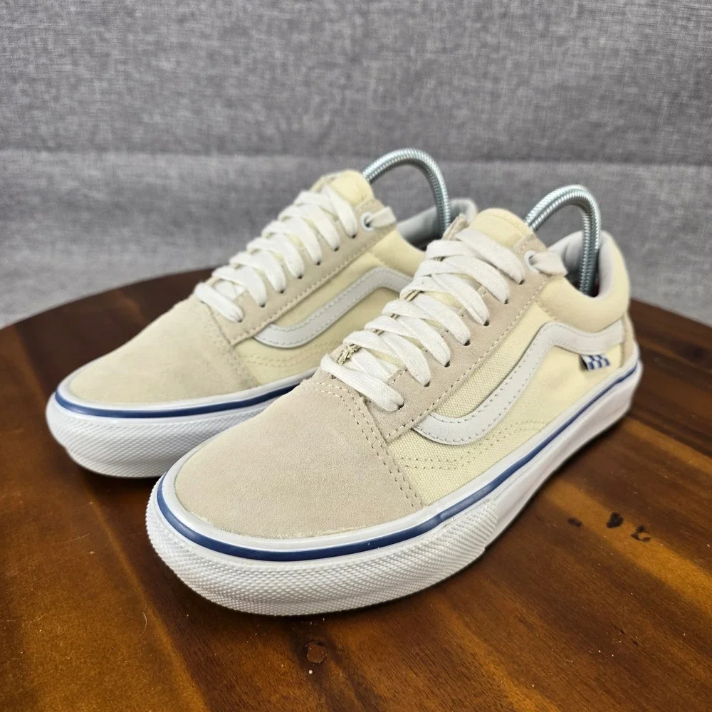 Vans Skate Old Skool‎ Off White Cream Suede Canvas PopCush Mens 6.5 Sneakers